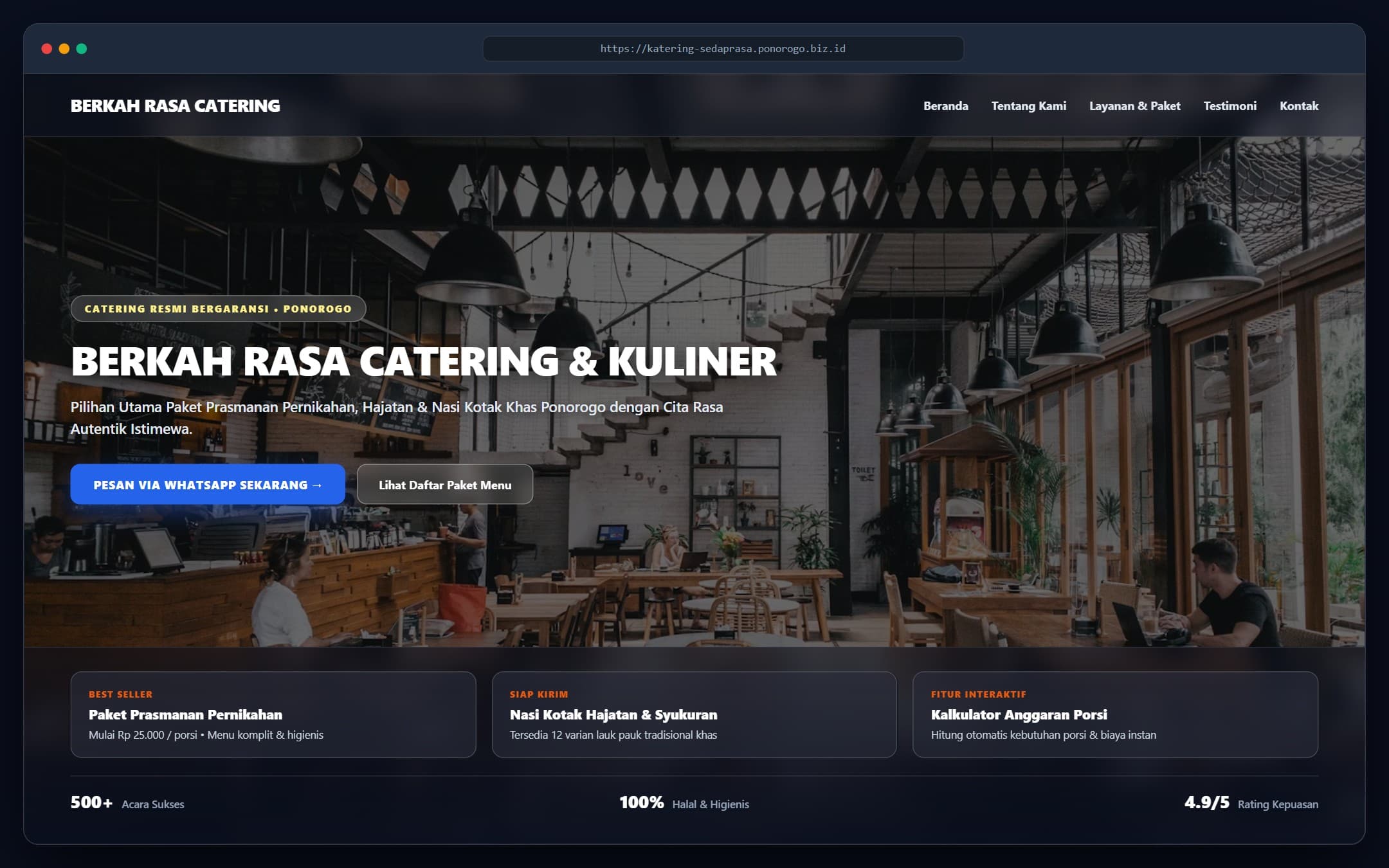 Tangkapan layar portofolio Katering & Kuliner Khas